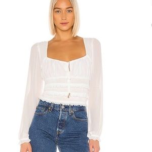 FREE People Solid Lolita sheer cropped ruffle boho prairie dainty top